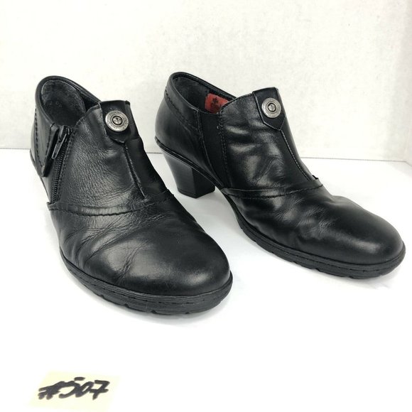 Reiker Women's Size 10 Black Leather Casual Shoes, Size Zip, Elastic Foot Gusset - Picture 3 of 8